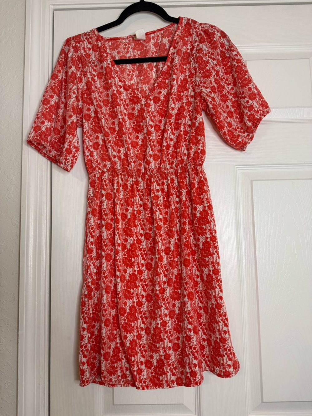 Anthropologie Red and White Floral Mini Dress